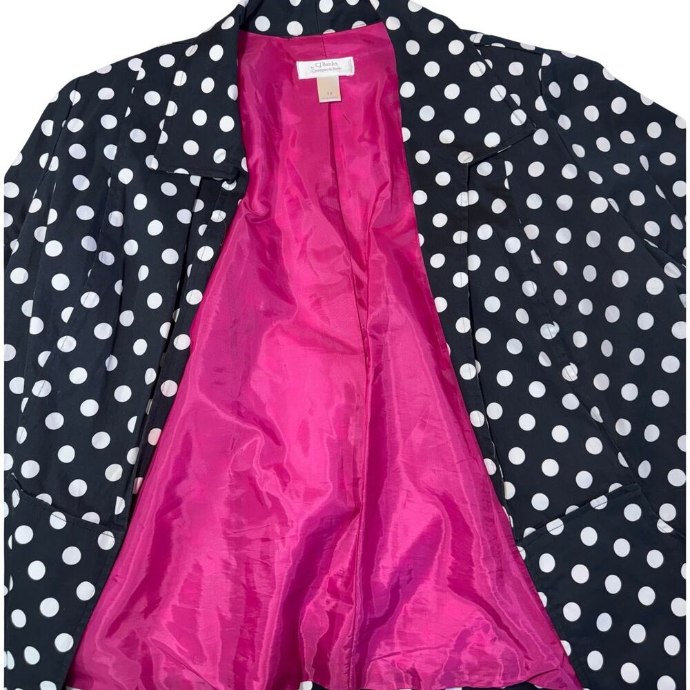 CJ Banks 1X Black Blazer White Polka Dots Lined Pockets - Picture 4 of 11